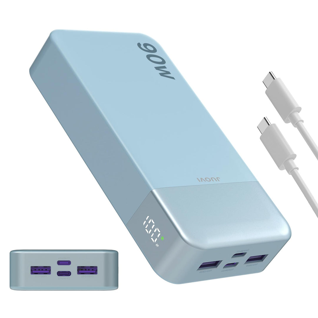 JUOVI Power Bank, 90W Laptop-Powerbank 20000mAh, Akkupack mit Schnellladefunktion und 2 USB-C & 2 US