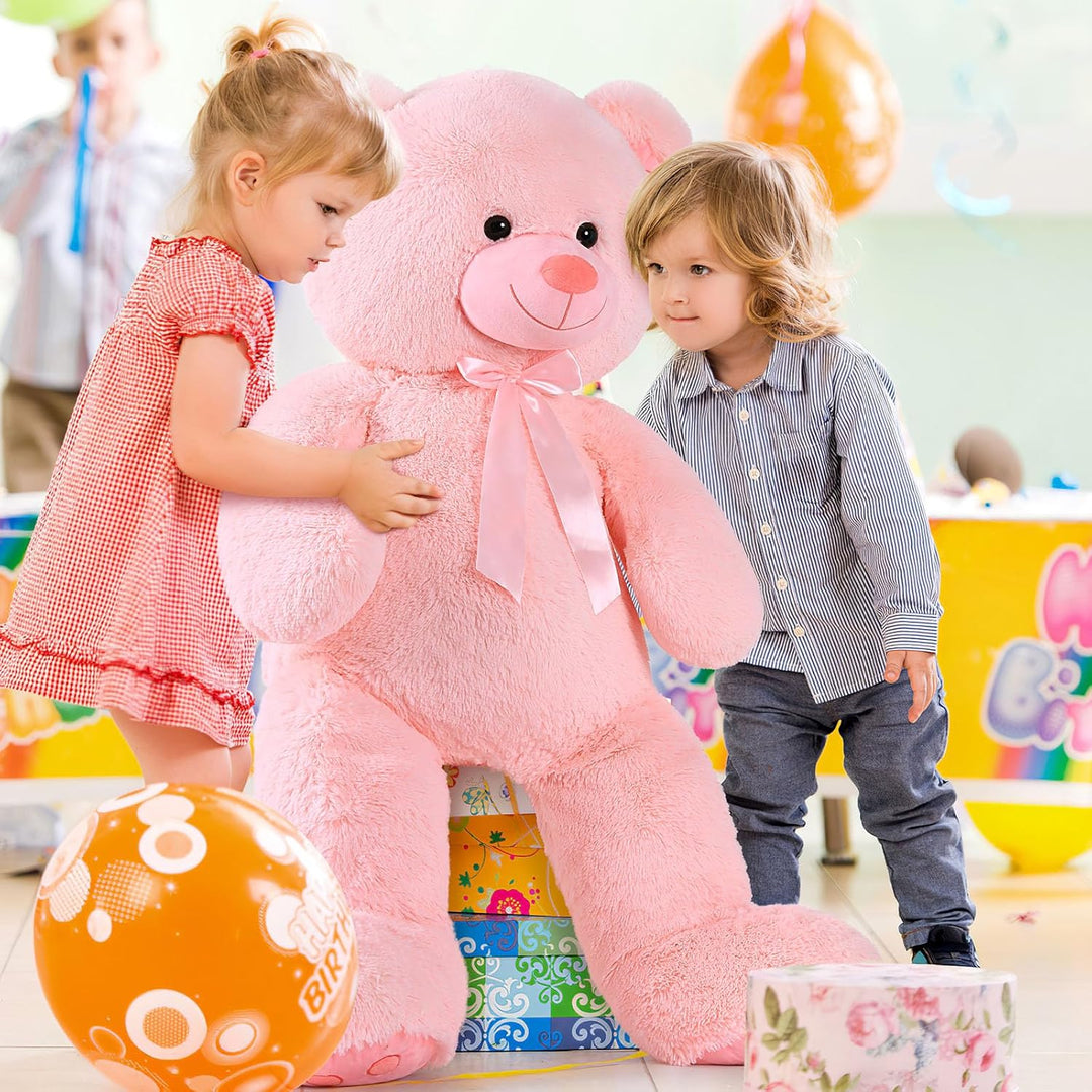MorisMos Rosa Teddybär gross, 1.2m Riesen Teddy Kuscheltier XXL, Flauschiger Teddy Bär Stofftier Plü