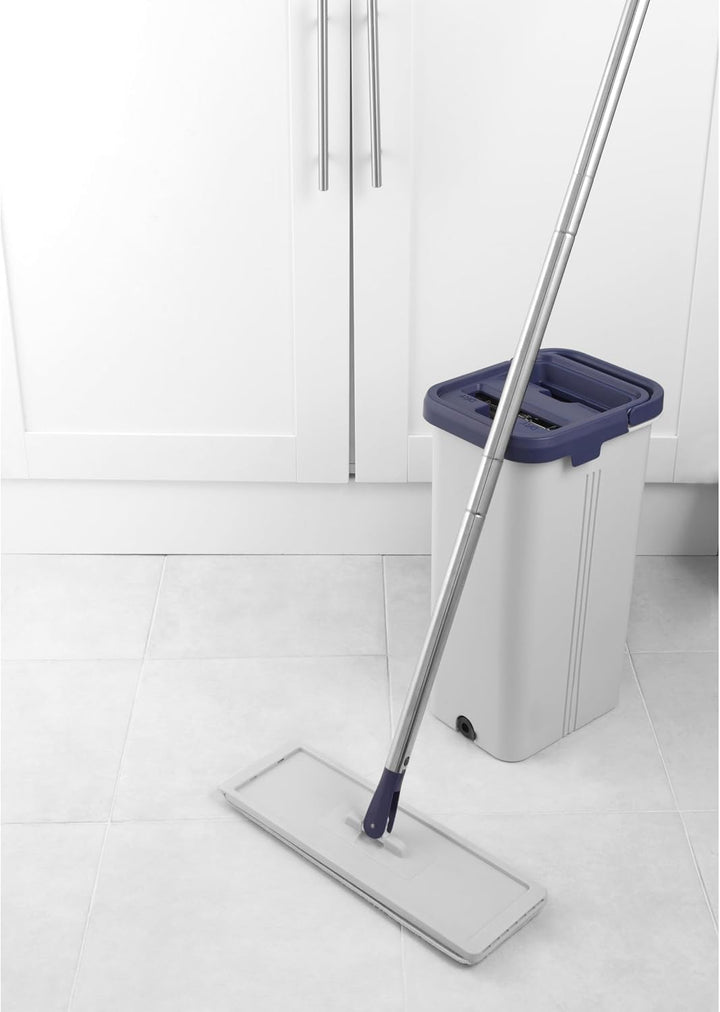 Beldray LA030223FEU7 Deep Clean Flachmopp &amp; Eimer Set – selbstauswringender Schmutzabstreifer mit zw