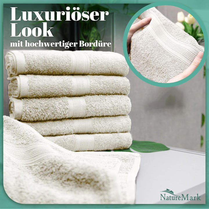 NatureMark NM-HT0861 Frottier Handtücher, 8-er Pack, 50 x 100 cm, 100% Baumwolle, Natur/Creme Natur