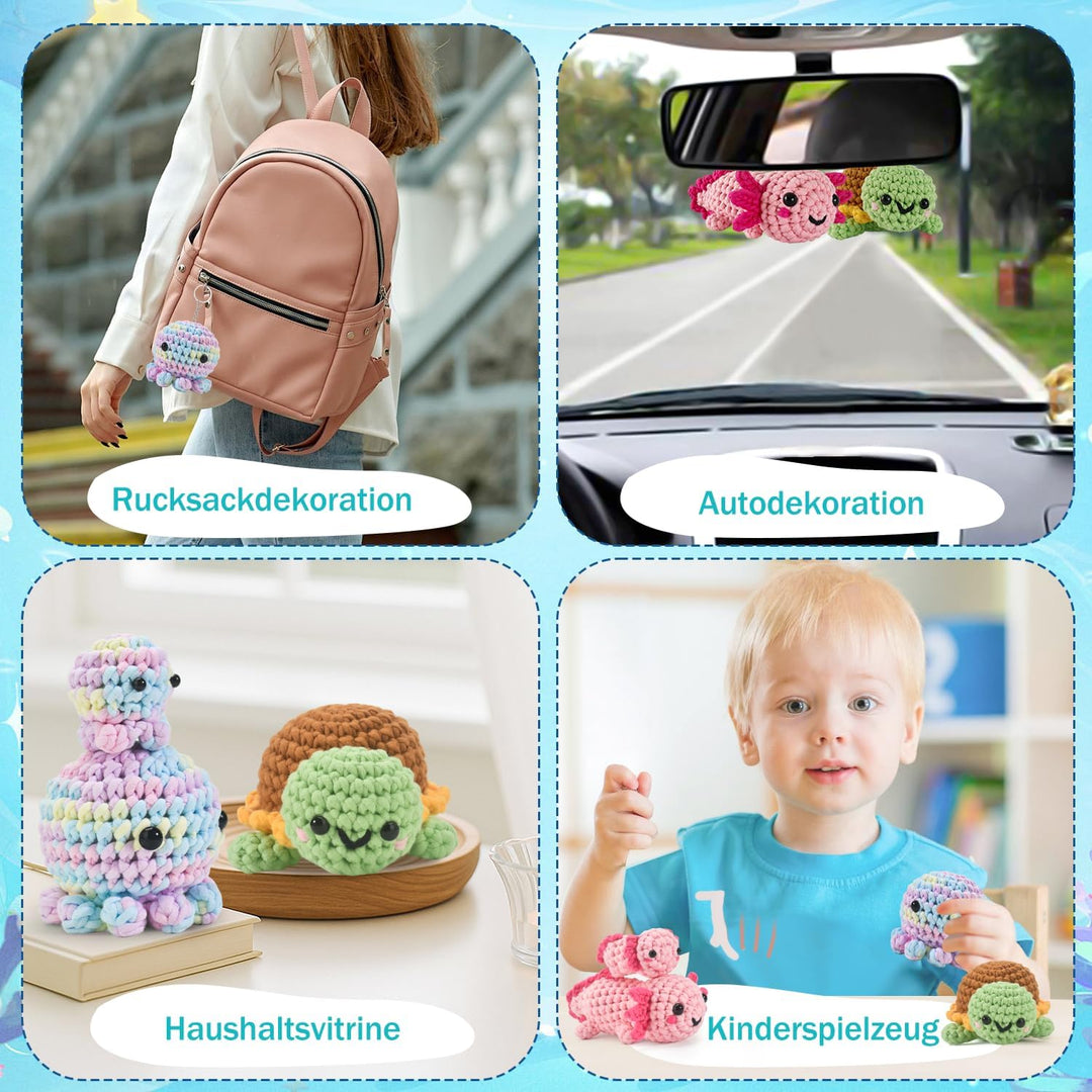 ElysiumEq Häkelset für Anfänger, Amigurumi Häkelset Tiere Crochet Kit, Alles in Einem Häkeln für Anf