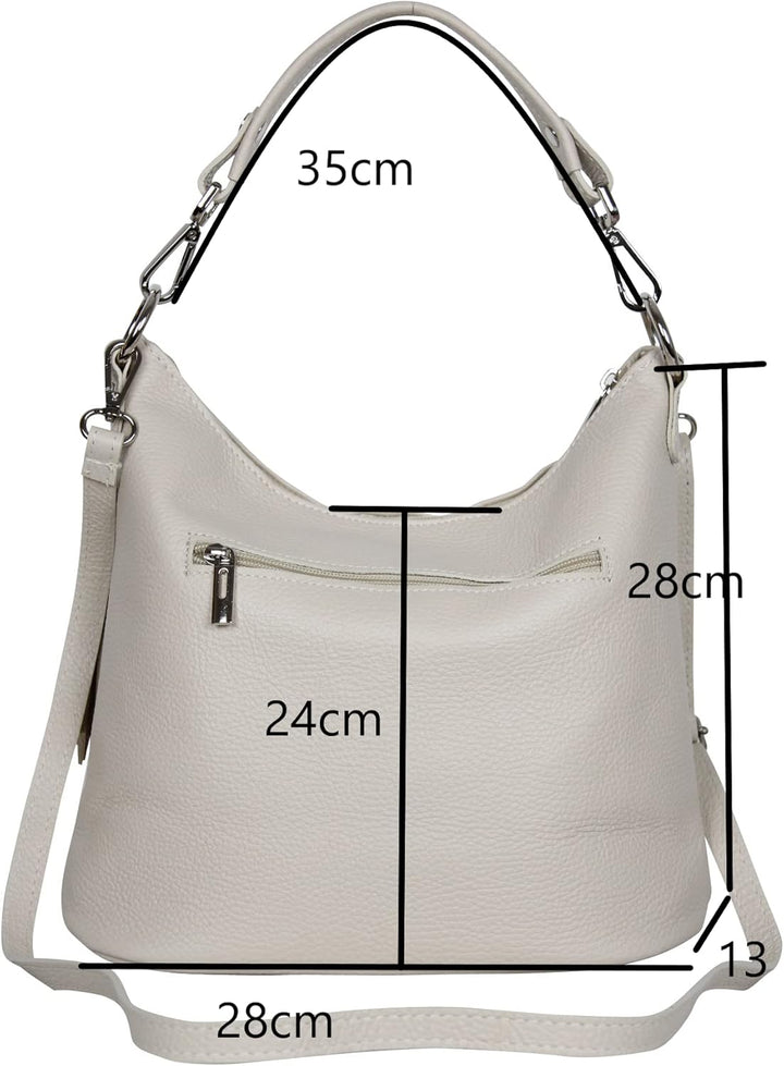 AmbraModa GLX09 - Damen Handtasche Schultertasche Beutel aus Echtleder Dunkelblau, Dunkelblau