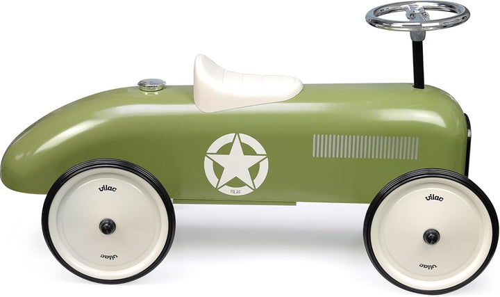 Vilac - Autoträger Vintage – Khaki – Spielzeug für Kinder oder Heimdekoration – Lenkrad – aus schick