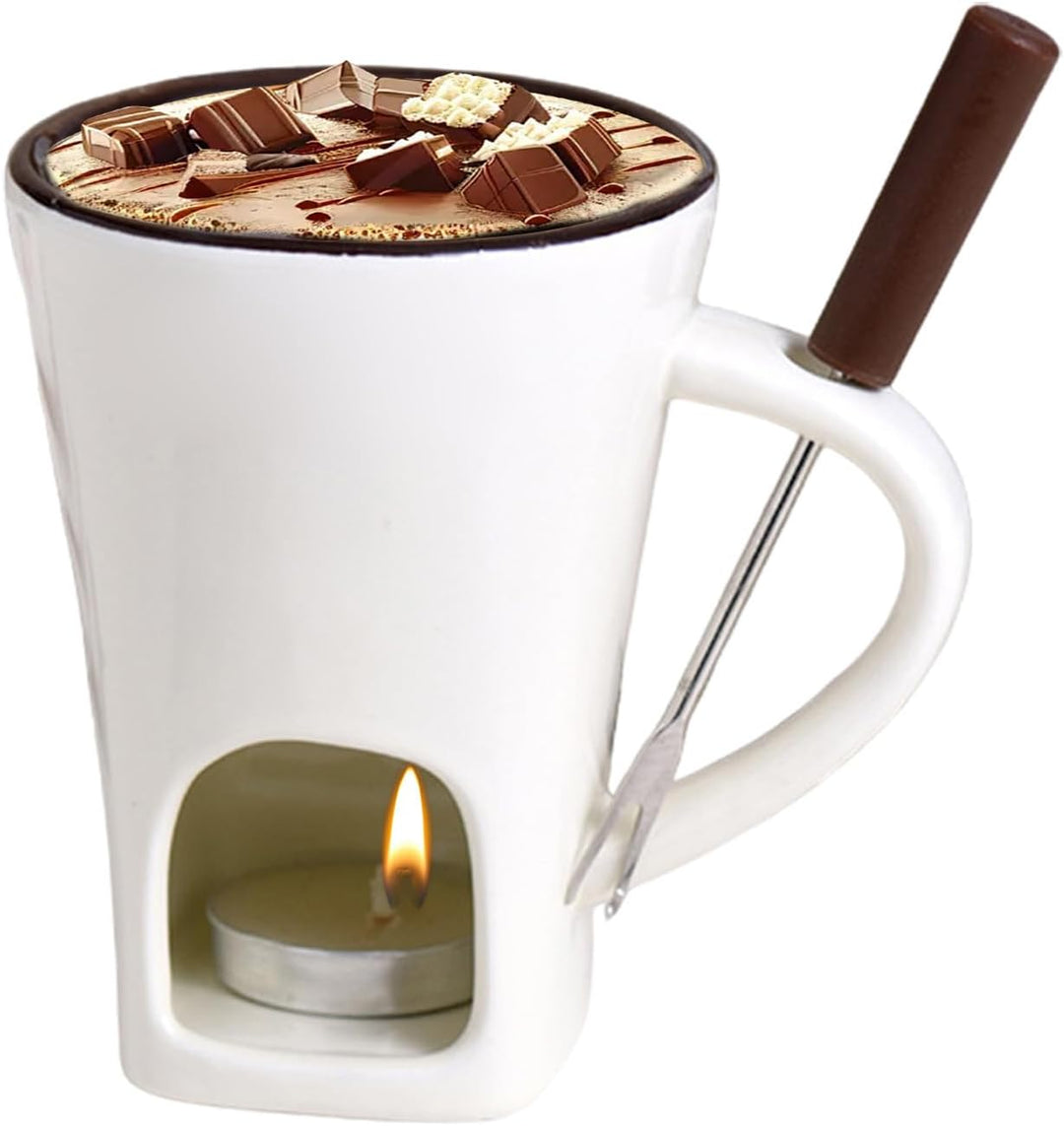 Fondue Becher,Hitzebeständig Und Aus Keramik Mit Gabel Und Kerze | Desserts Keramik Fondue-Set - Für