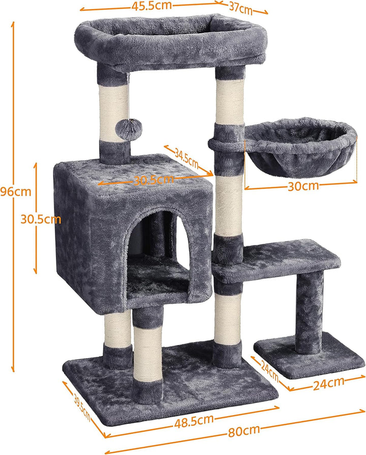 Yaheetech Kratzbaum 96 cm hoch Katzenbaum Kletterbaum für Katzen, mit Sisal Plüsch Katzenhöhle und K
