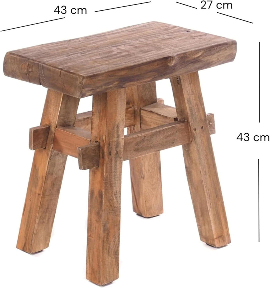 DESIGN DELIGHTS RUSTIKALER Holz HOCKER Vintage 40" | Recycling Hartholz, 43x45x27 cm (HxBxT) | Sitzh