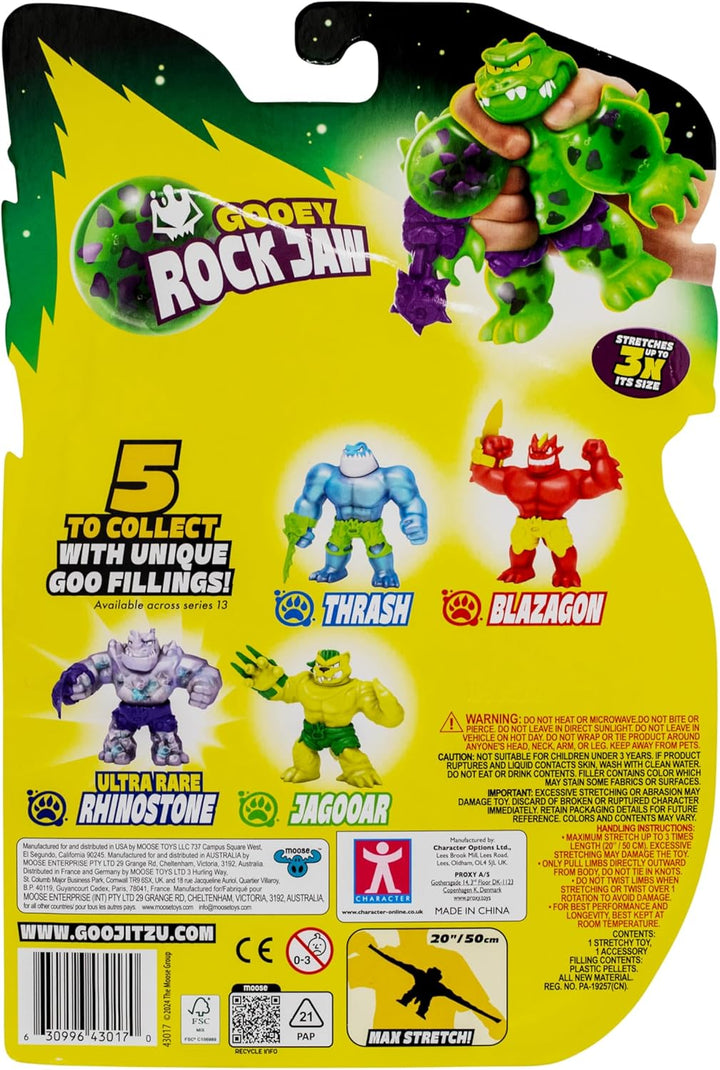 Heroes of Goo Jit Zu Meteor Madness Rock Jaw-Actionfigur, dehnbar, mit einzigartiger Schleimfüllung