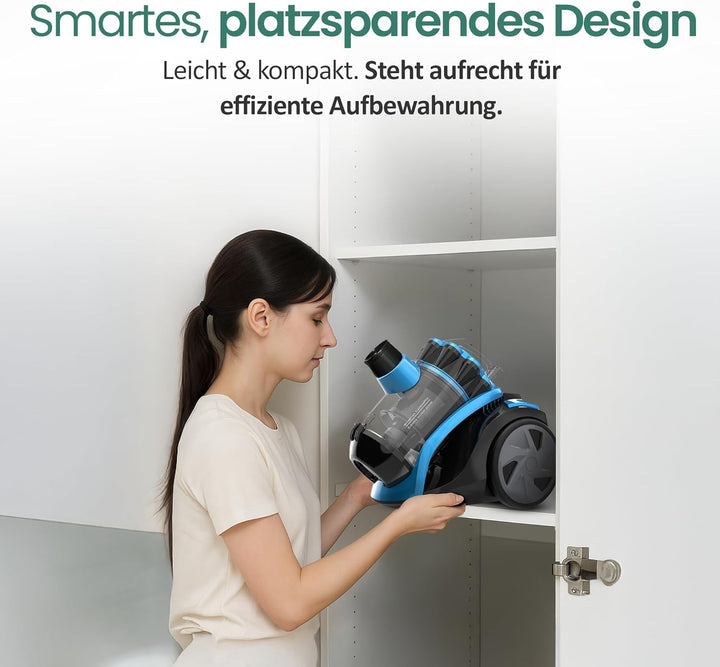 Emerio ECO Zyklon Staubsauger 900 Watt Leistung 2,0 Liter Staubbehälter 7m Aktionsradius HEPA Filter