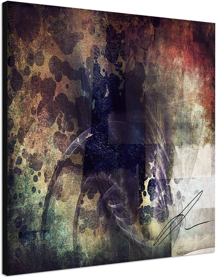 Paul Sinus Art Krieg und Frieden - Abstrakt308_60x60cm Bild auf Leinwand Abstraktes Motiv quadratisc