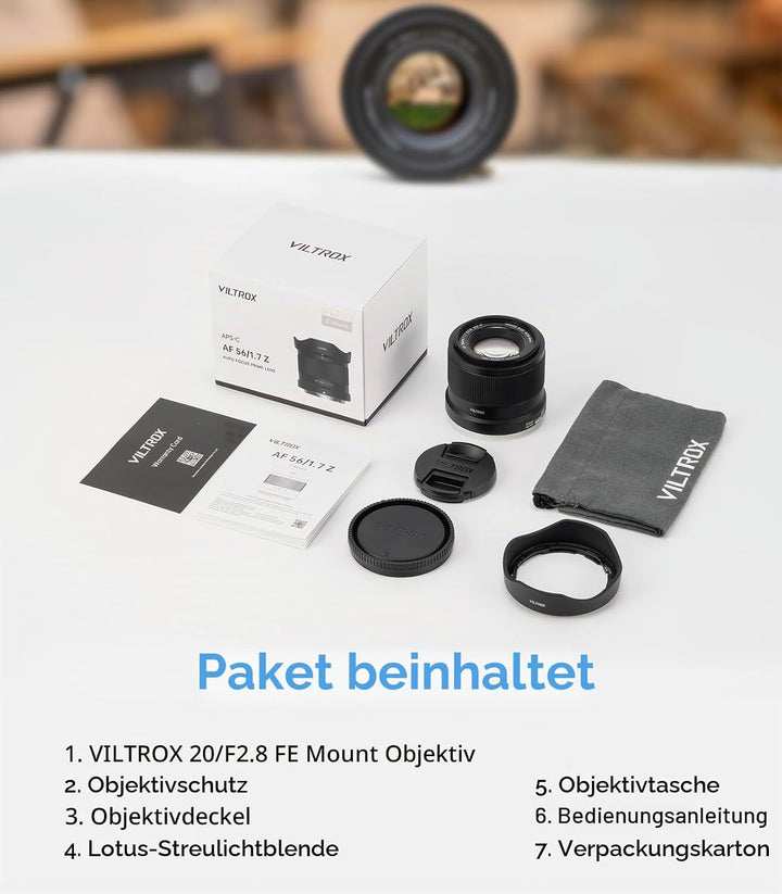 VILTROX 56mm F1.7 AF-Objektiv für Nikon Z-Mount, f/1.7 APS-C Autofokus-Festbrennweite mit grosser Bl