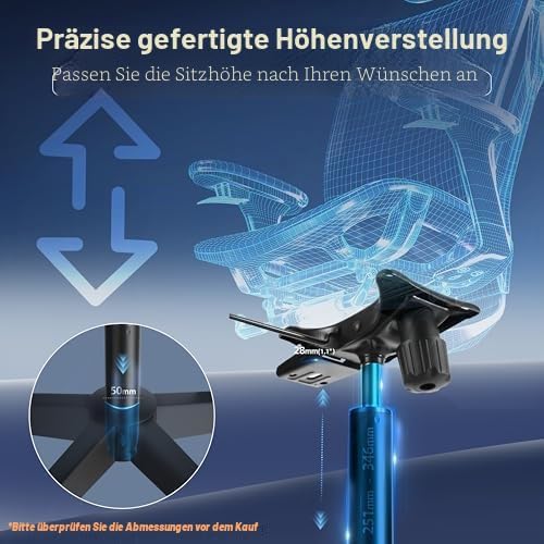 Mastery Mart Gasdruckfeder Bürostuhl Ersatzteile, 315mm - 455mm Gasfeder für Bürostuhl, 152mm Reisel