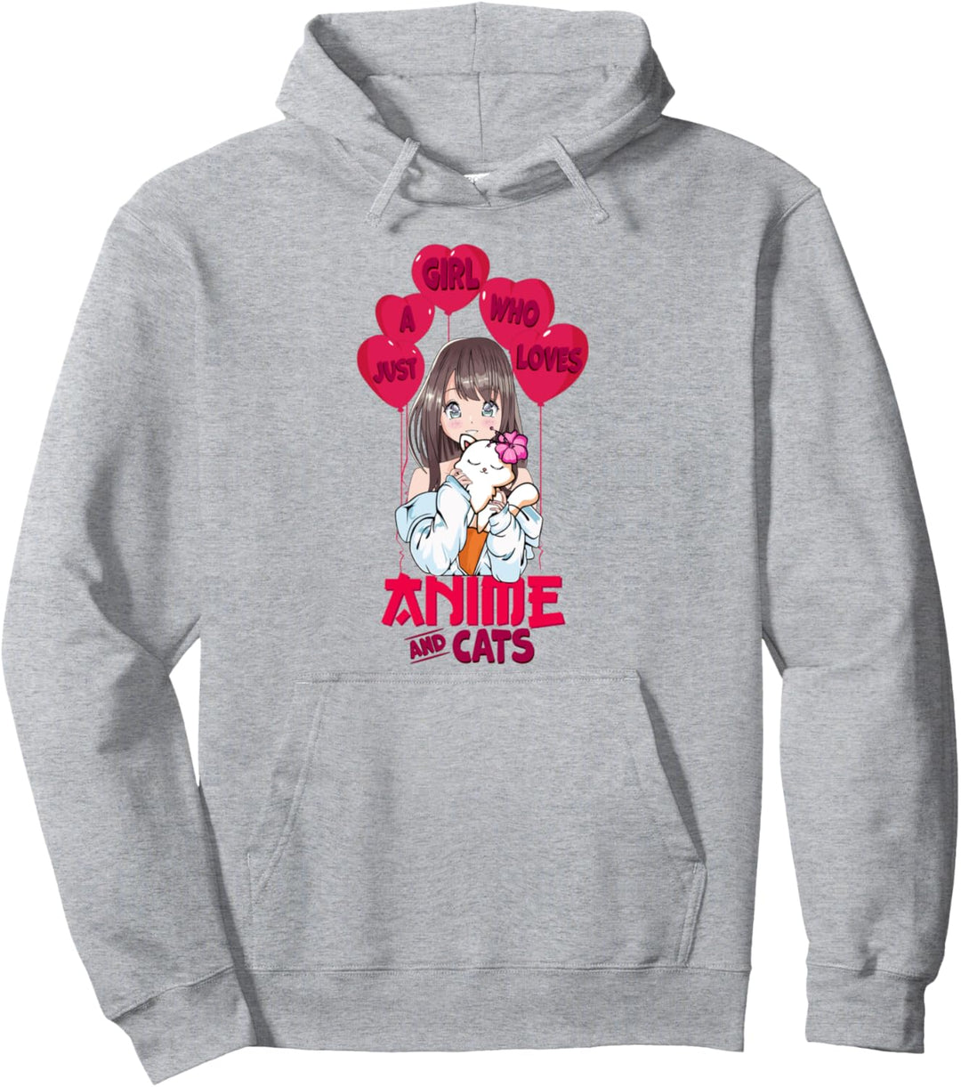 Just a Girl Who Loves Anime And Cats - Japan Manga Anime Pullover Hoodie
