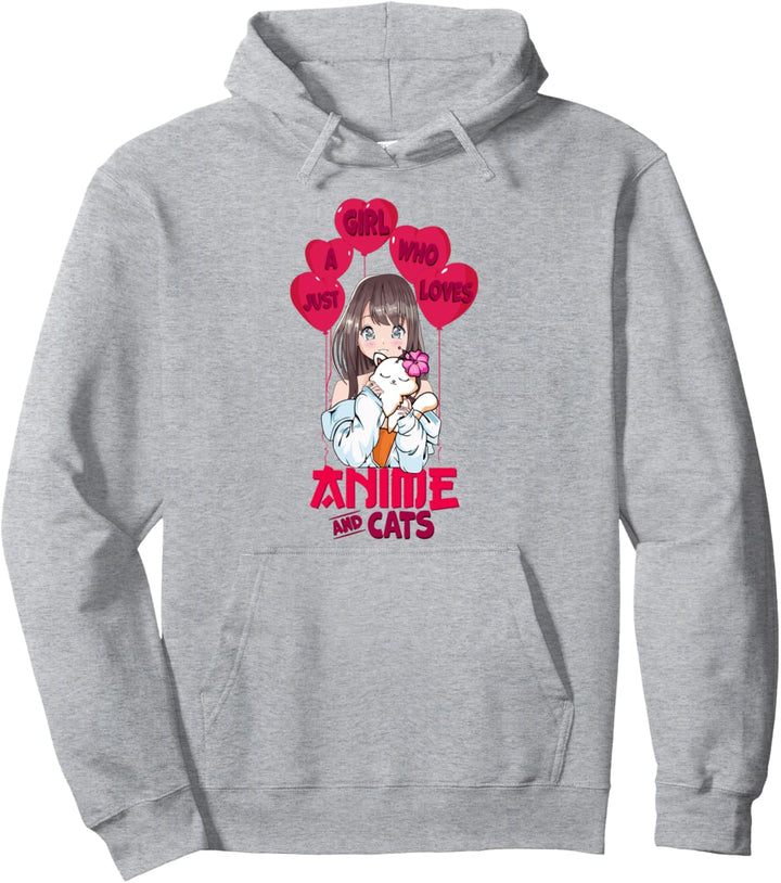 Just a Girl Who Loves Anime And Cats - Japan Manga Anime Pullover Hoodie