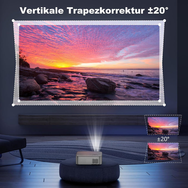 [Elektrischer Fokus] FRESHDEW Beamer, 5G WiFi Projektor mit Bluetooth Native 1080P Projektor,26000L