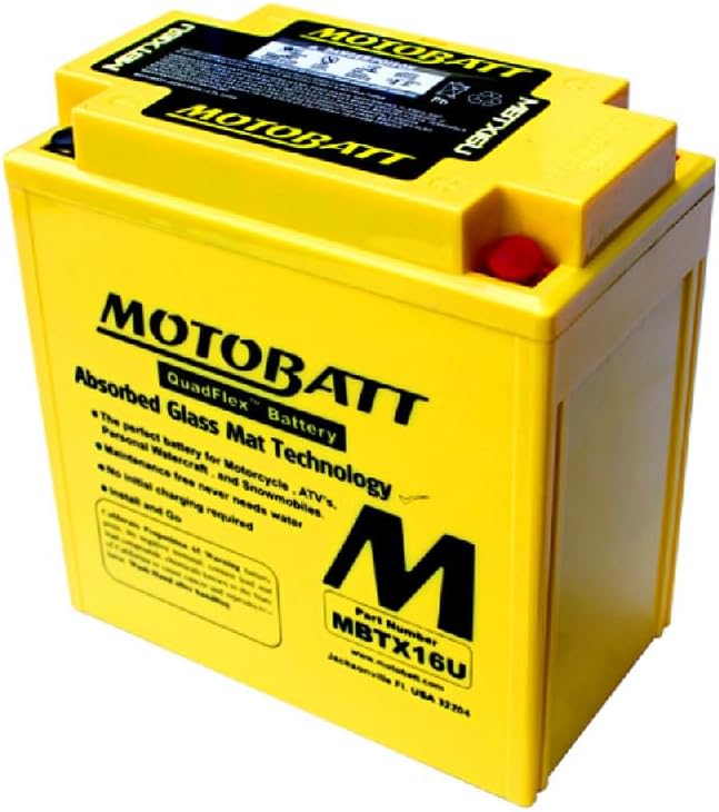 MotoBatt MBTX16U (12V 19 Amp) 250CCA Factory Activated QuadFlex AGM Battery