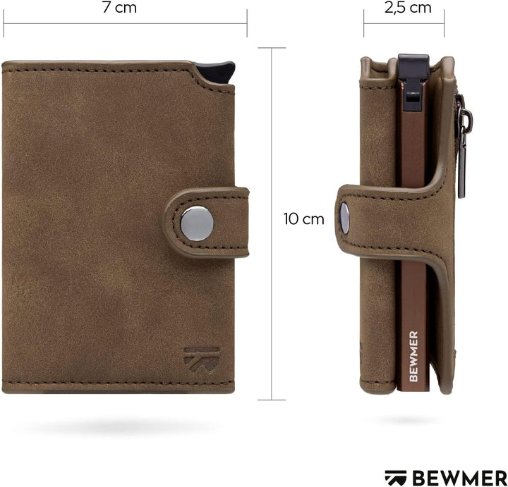 BEWMER 2 Shielded | Herren und Damen Slim Wallet mit RFID-Schutz Anti-Cloning | Kartenetui mit Münzf