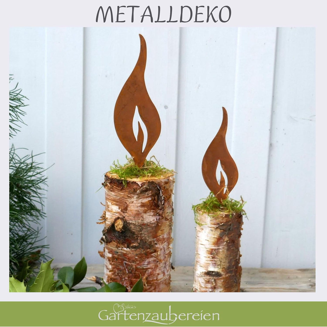 Storm's Gartenzaubereien Rost Deko Flamme 4er Set 23 cm Gartenstecker - Edelrost Metall zum Stecken