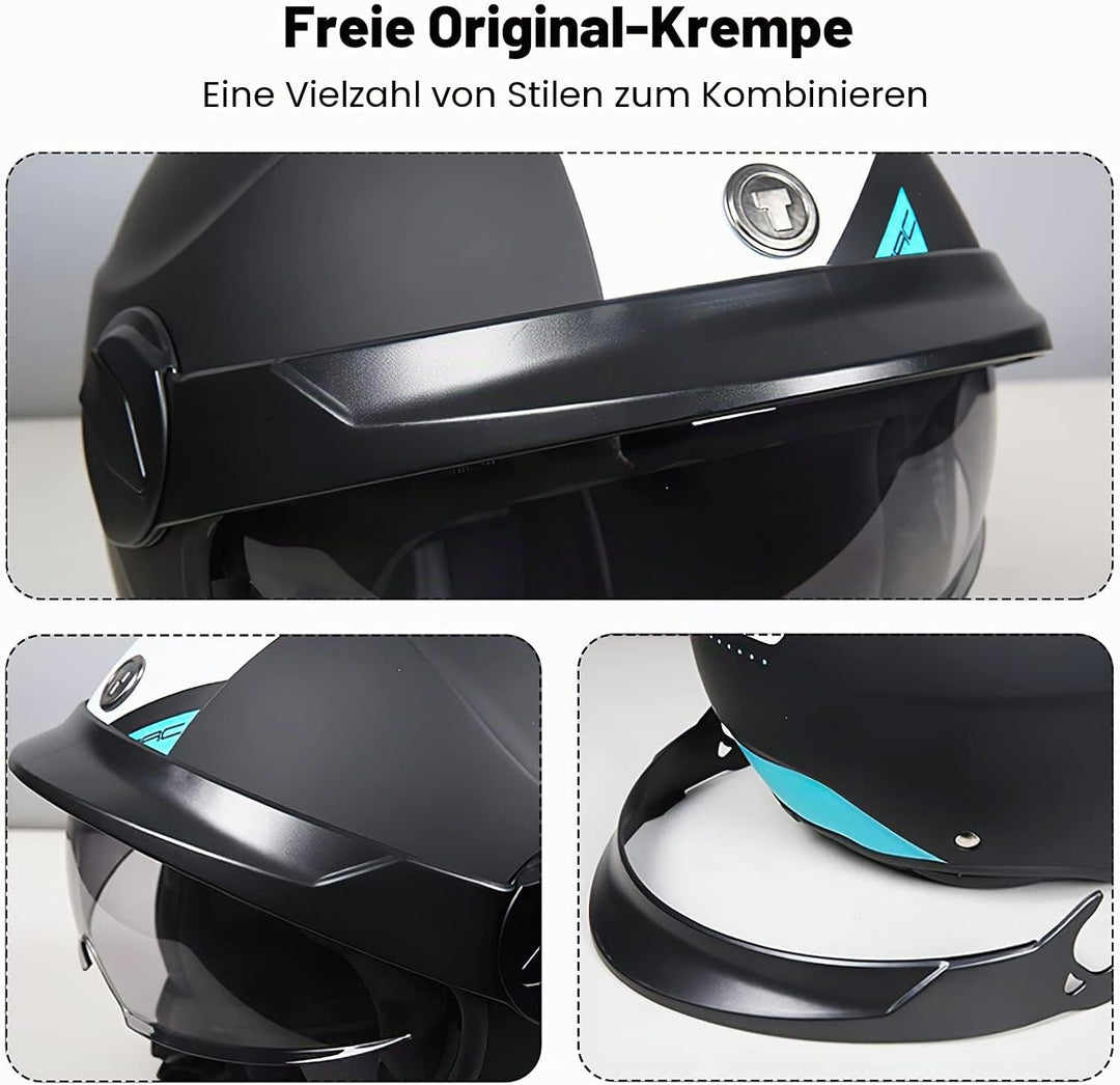 LIONCIANO Motorradhelm, ECE 22.06-zertifizierter halboffener Helm, offener Helm, Moto und Roller, Da