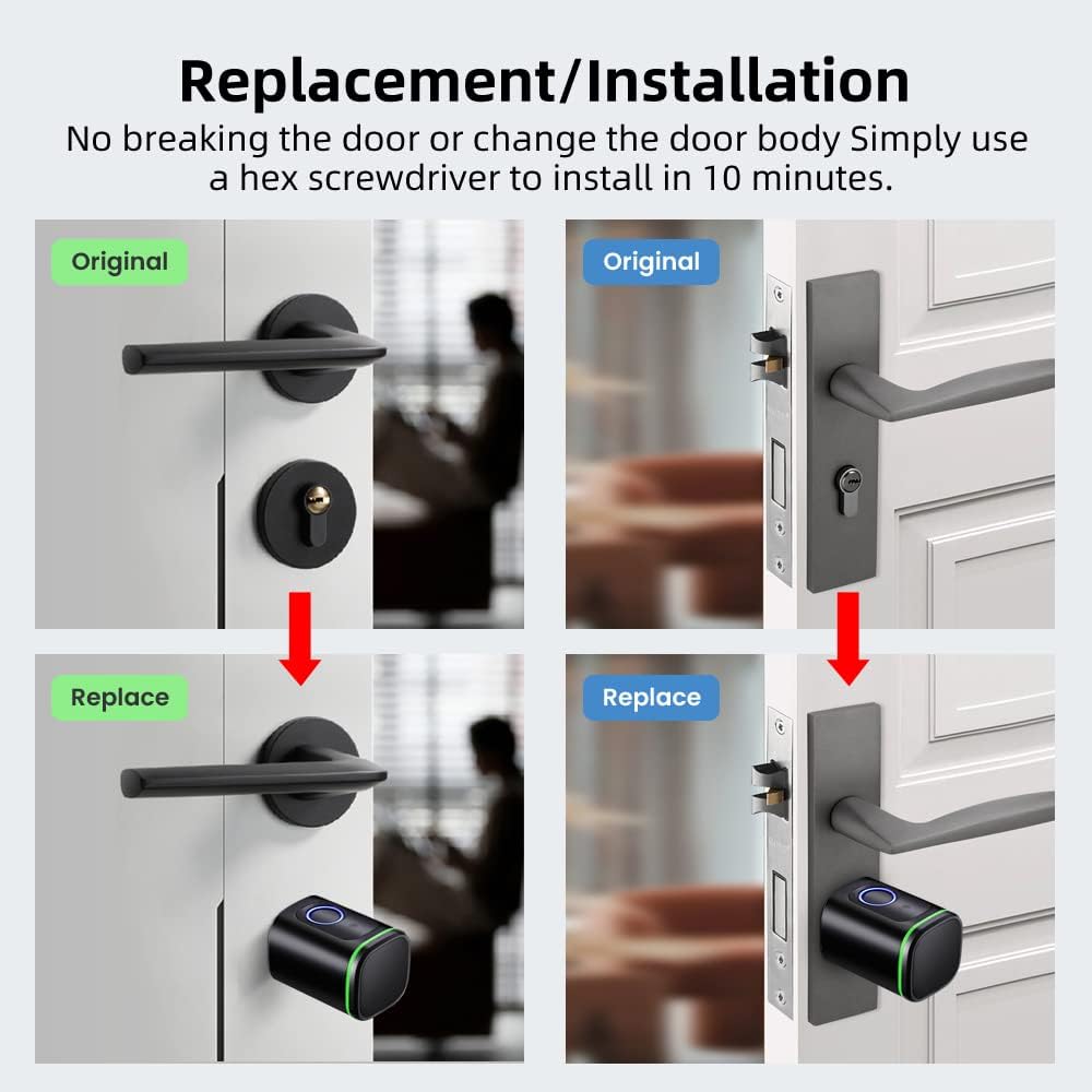 AVATTO Smart Türschloss mit Fingerabdruck, Elektronisches SchliessZylinder 70mm (35/35) mit 2 Schlüs