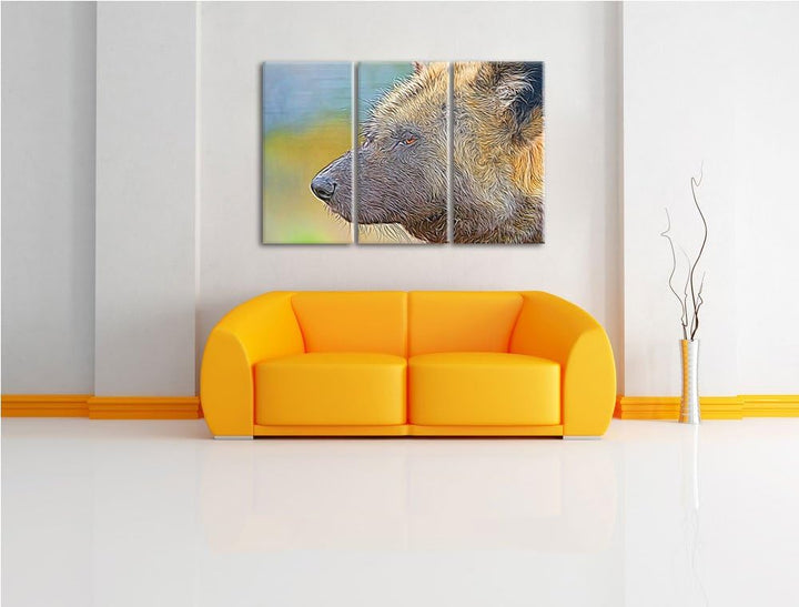 Hyäne im Seitenprofil Spezial 3-Teiler Leinwandbild 120x80 Bild auf Leinwand, XXL riesige Bilder fer