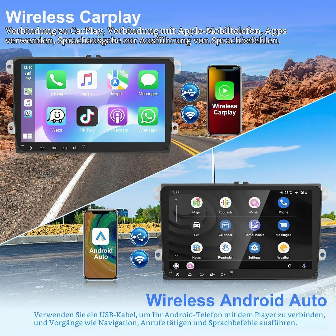 [4G+64G] Motorsi Autoradio für VW Seat Passat Golf 5 6 Polo Skoda mit Apple Carplay Android Auto, 9&