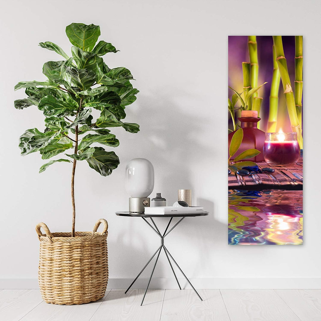 Wandbild Zen Modern Deko Kunst Bilder Kerze Violett 30x90 cm Deko Paneel 30x90 cm Violett_B, Deko Pa