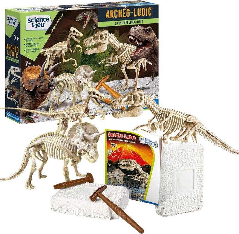 Clementoni CLI524914 Archéo Ludic – Legendäre Dinosaurier – Wissenschaftsspiel – Fossilien-Set – her