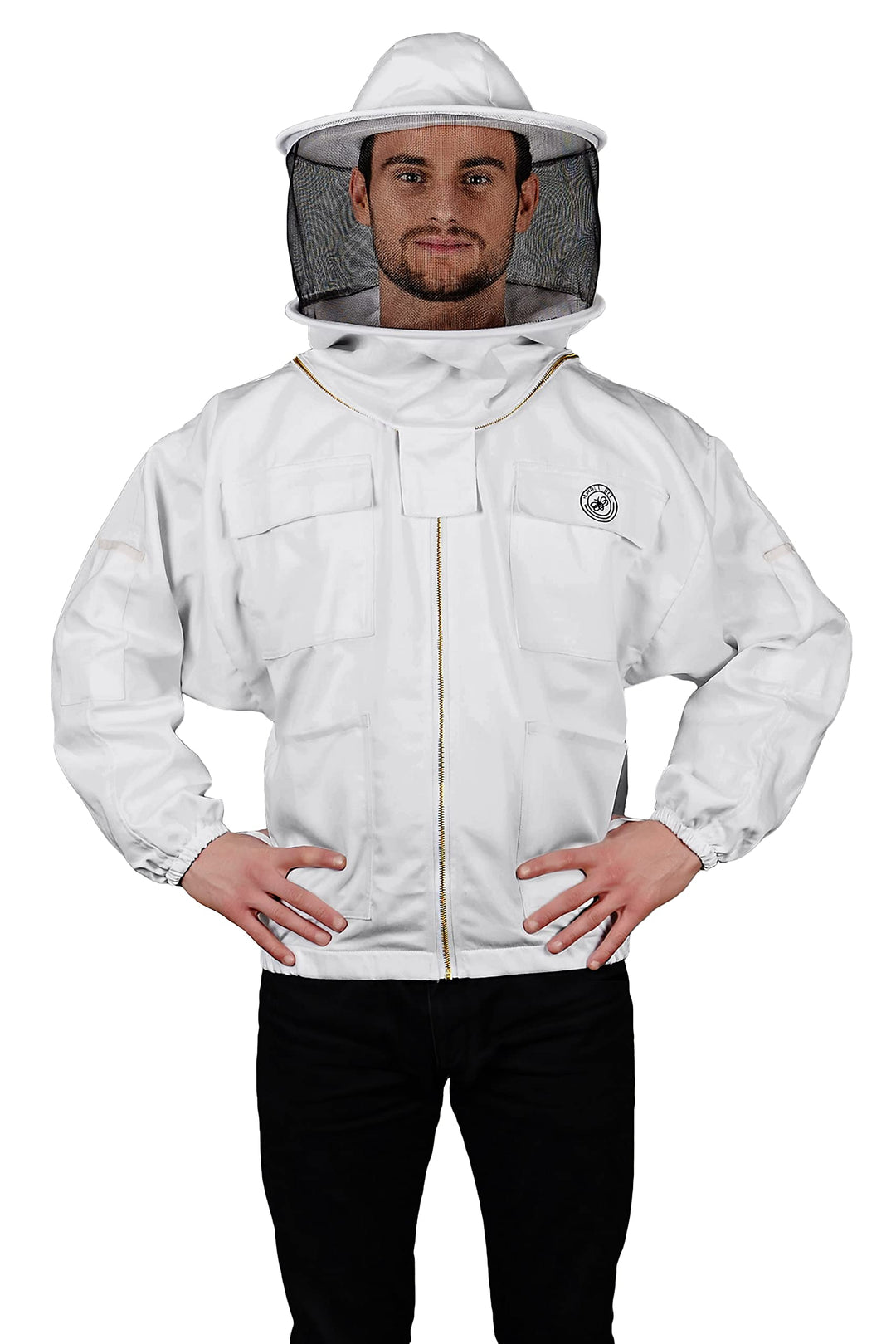 Humble Bee 310 Polycotton-Imkerjacke mit Rundschleier, Kristallweiss, XS