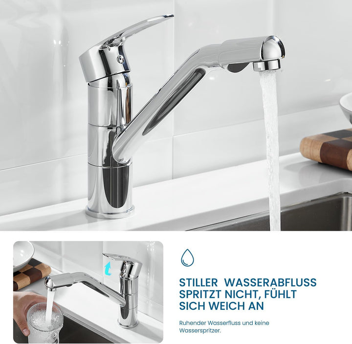 Wasserhahn Küche, Küchenarmatur mit Einhebelmischer, Keramikkartusche mit 360° Drehbarer Spültischar
