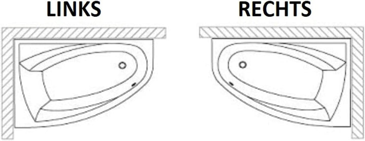 BADLAND Badewanne Original Weiss Acryl Wanne Eckbadewanne LUNA 150x80 Rechts KOMPLETTSET SET + Füsse