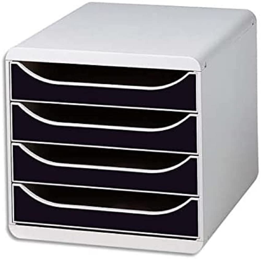 Exacompta 310014D Premium Ablagebox mit 4 Schubladen für DIN A4+ Dokumente. Belastbare Schubladenbox