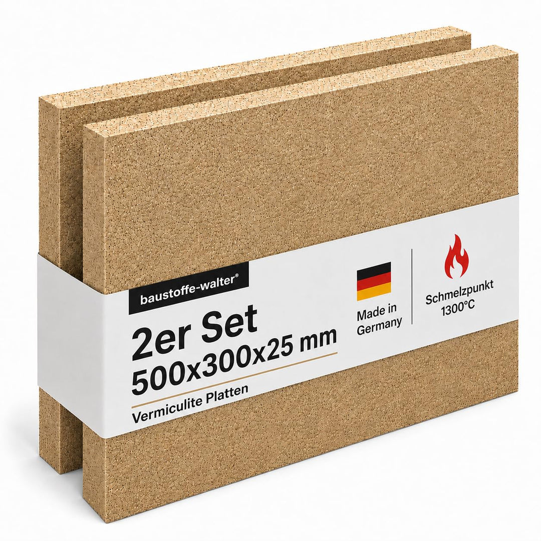 Vermiculite Platten für Kaminofen und Feuerraum, bis 1300 °C, leicht zuschneidbar 500 x 300 mm (2 Pl