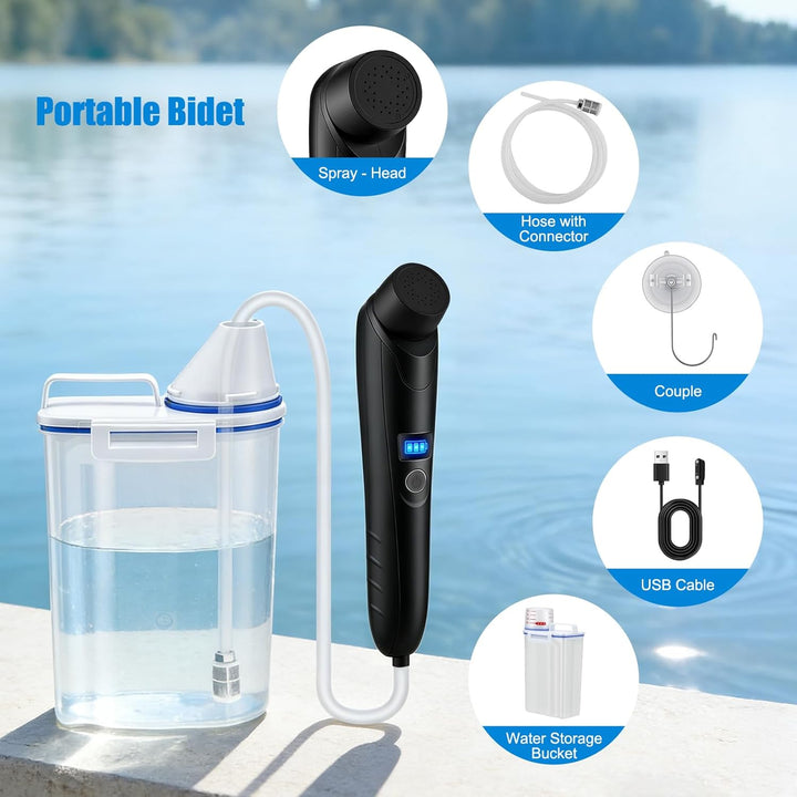 Elektrisches Bidet, 2,5L mit USB-Aufladung, Tragbare Po-Dusche mit verstellbarem Sprühkopf, Sanfter