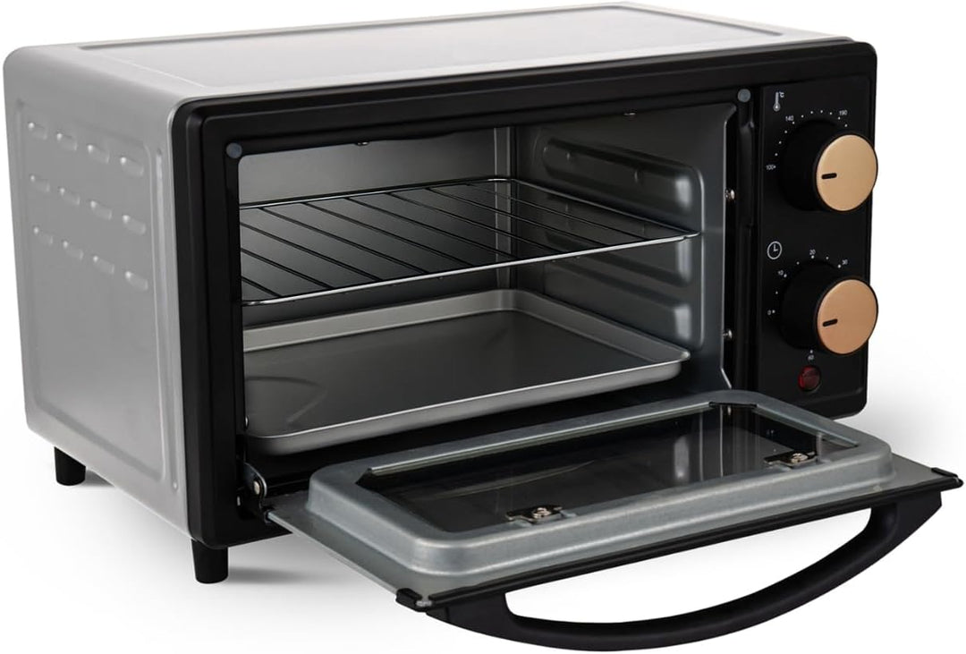 KALORIK Mini-Backofen OT2015CO, 10L Kapazität, Schwarz mit Kupferakzenten, 800W, Energiesparend mit