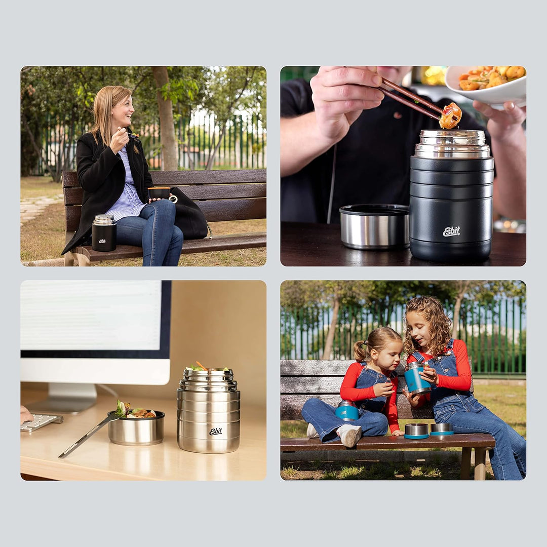 Esbit Thermobehälter Sculptor für Essen - Warmhaltebehälter 500 ml in Stone Grey - aus Edelstahl für