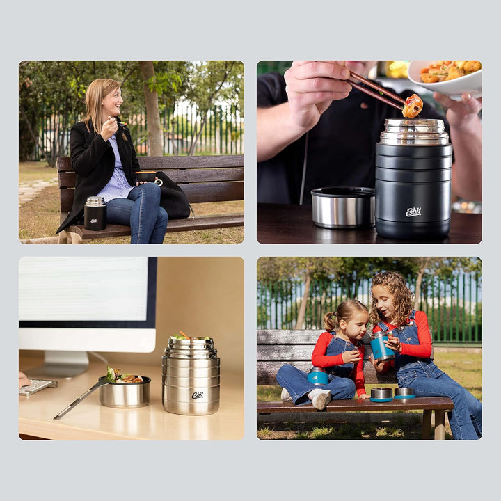 Esbit Thermobehälter Sculptor für Essen - Warmhaltebehälter 1000 ml in Schwarz - aus Edelstahl für w