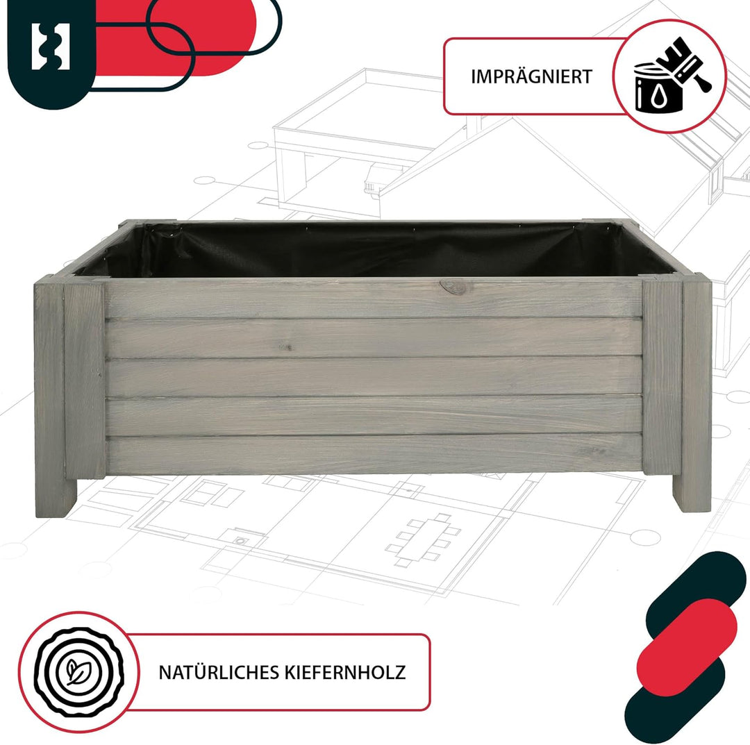 KOTARBAU® Blumenkasten - 79 x 39 x 30 cm - Pflanzkasten mit Vlies - Pflanzkübel gross aussen - Balko