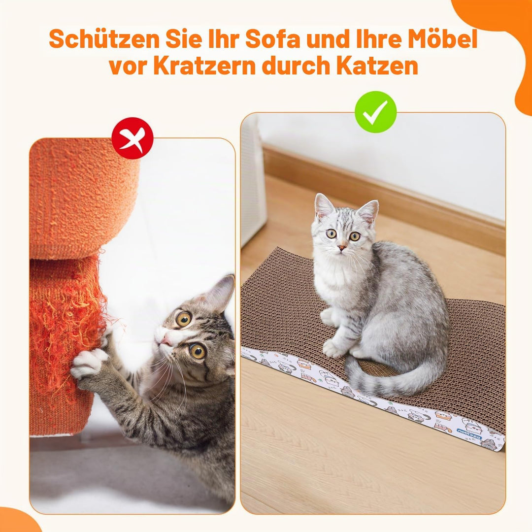 Nobleza 2 Stücke Katzen kratzbrett mit Minze, Wellpappe Kratzmatten, Recycelbar Qualitäts-Pappe Krat