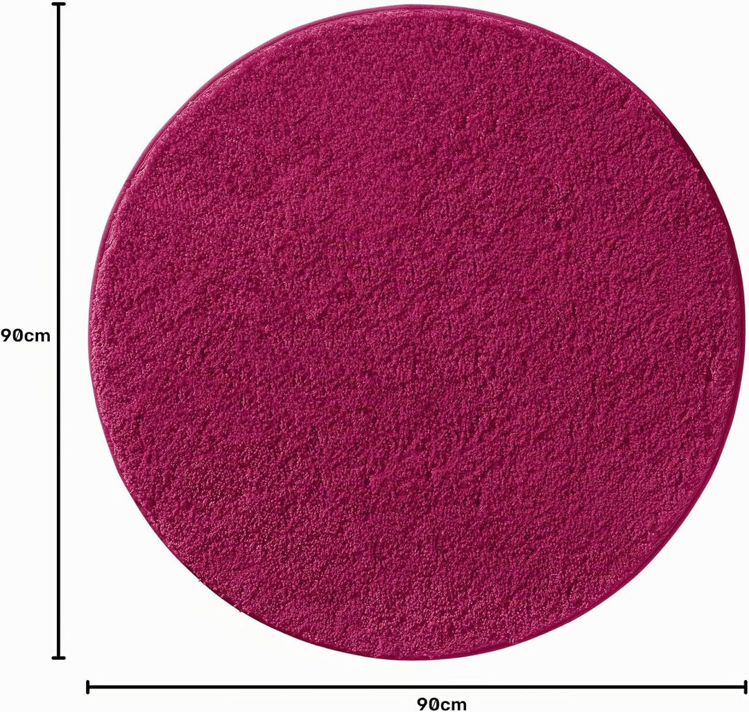 Erwin Müller Badematte, Badteppich, Badvorleger Rhodos Uni rutschhemmend Fuchsia Grösse rund: 90 cm