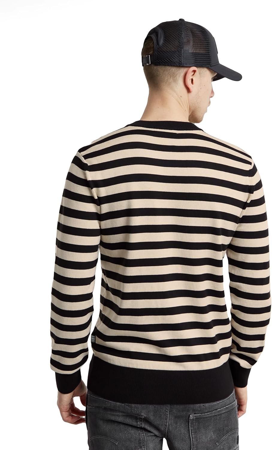 G-Star RAW Herren Stripe Knitted Pullover Knits L Mehrfarben (Dk Black/Whitebait Stripe D25155-d840-