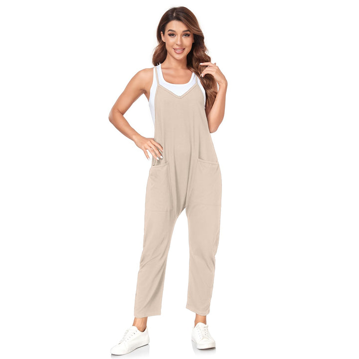 VUTRU Stylischer Damen Sommer Overall – Ärmelloser Jumpsuit mit lockerer Passform,V-Ausschnitt,trend