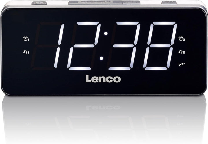 Lenco Radio-Wecker CR-18 Uhrenradio mit riesigem LED-Display (4,6 cm), dimmbar, 2 Weckzeiten (PLL UK