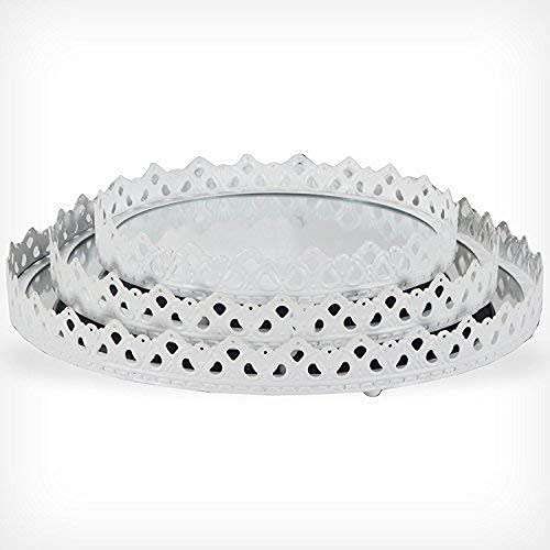 3er Set Spiegeltabletts Metall Eva Ø 20-26 - 29 cm Weiss 3er-set Eva Spiegeltablett Weiss, 3er-set E