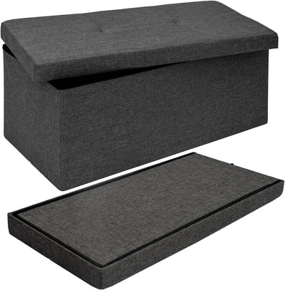 DuneDesign Sitzbank mit 80L Stauraum - 76x38x38 cm Sitzhocker - Faltbare Sitztruhe mit Trennwand Tru