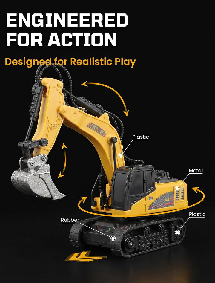 10-Kanal Mini RC Bagger, Ferngesteuerter Bagger für Erwachsene, Metallschaufel aus Legierung, Type-C