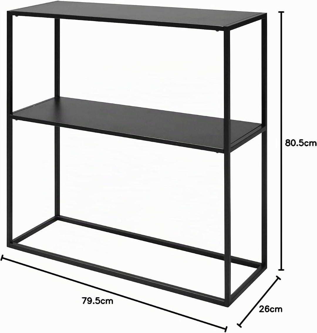 AC Design Furniture Nino Konsolentisch mit 1 Ablage, Industrieller aus Metall, Schwarzer Beistelltis