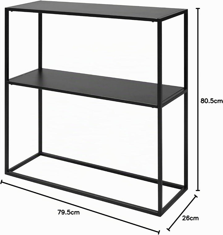 AC Design Furniture Nino Konsolentisch mit 1 Ablage, Industrieller aus Metall, Schwarzer Beistelltis