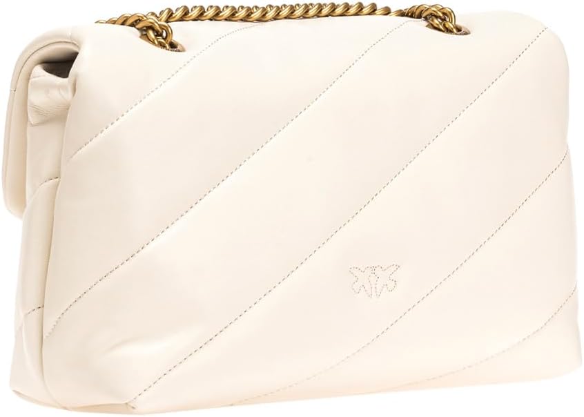 Pinko Damen Love Classic Puff Cl Sheep Nap Handtasche Z14q_bianco Seta-antique Gold, Z14q_bianco Set