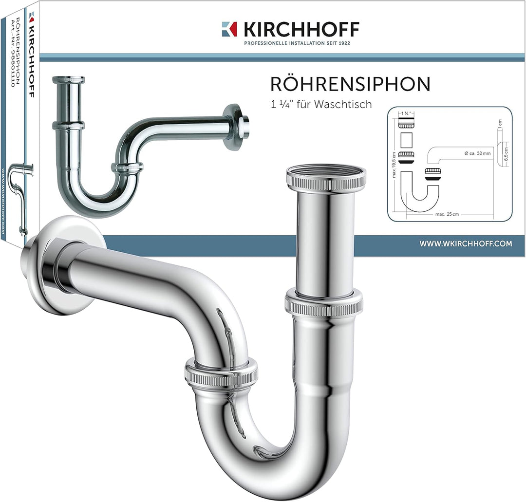 Ibergrif M11057 Wasserhahn Bad-Mischbatterie, Silber & KIRCHHOFF 98801110 Röhrensiphon Siphon, Abflu