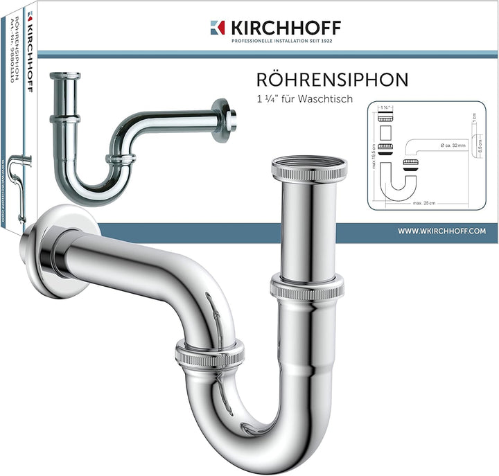 Ibergrif M11057 Wasserhahn Bad-Mischbatterie, Silber & KIRCHHOFF 98801110 Röhrensiphon Siphon, Abflu